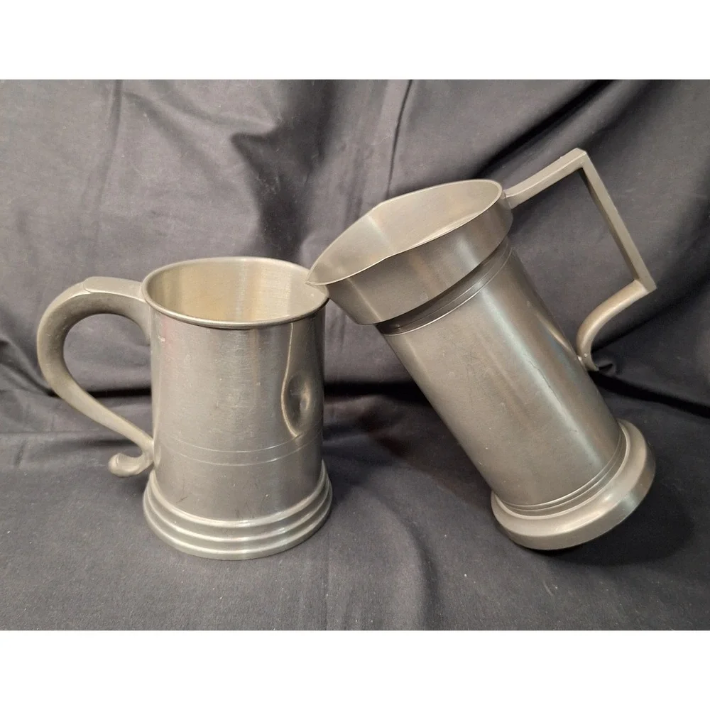 Royal‎ Holland KMD Daalderop Pewter Pitcher & Woodbury Pewterers Beer Stein Set